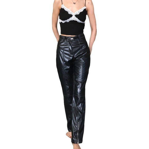 Prettylittlethings faux-leather Biker Straight-leg Pants - Picture 2 of 7